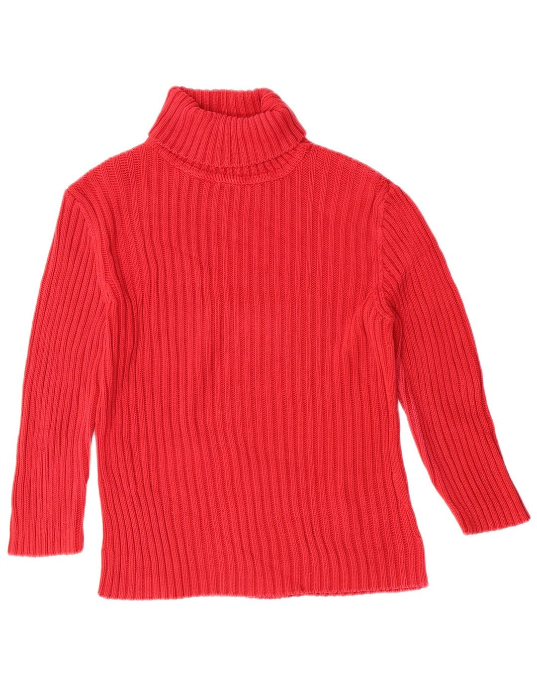 Benetton Womens Roll Neck Jumper Sweater UK 14 Large Red Cotton Classic