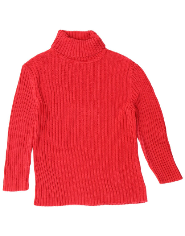 Benetton Womens Roll Neck Jumper Sweater UK 14 Large Red Cotton Classic