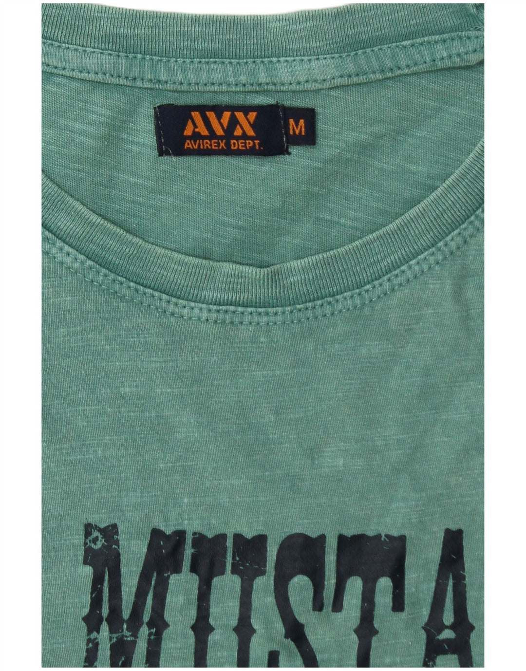 AVIREX Mens Graphic T-Shirt Top Medium Green Cotton