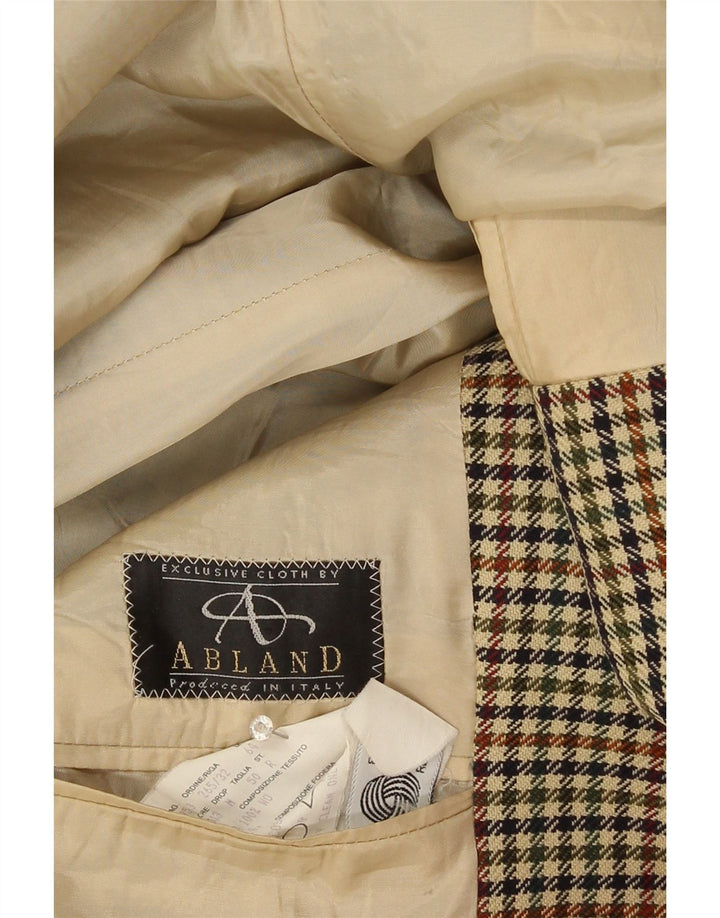Vintage Mens 2 Button Blazer Jacket IT 50 Large Beige Check Wool