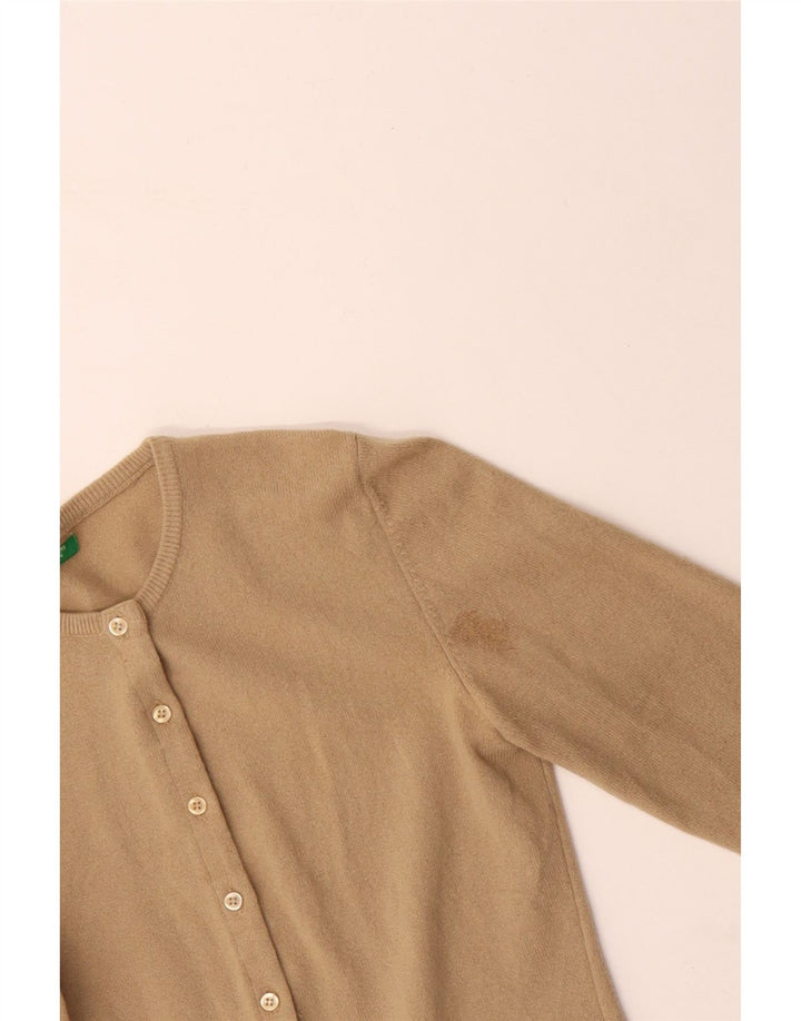 BENETTON Womens Cardigan Sweater UK 10 Small Beige Virgin Wool
