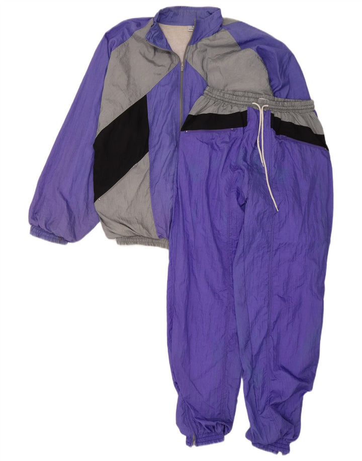 Vintage Mens Full Tracksuit Large  Purple Colourblock Polyamide