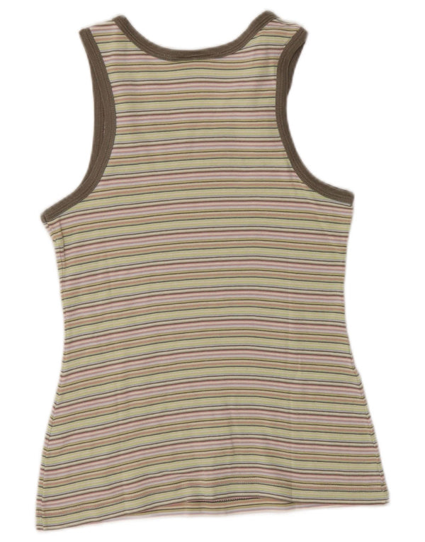 Lacoste Womens Crop Vest Top Size 38 Medium Multicoloured Striped Cotton