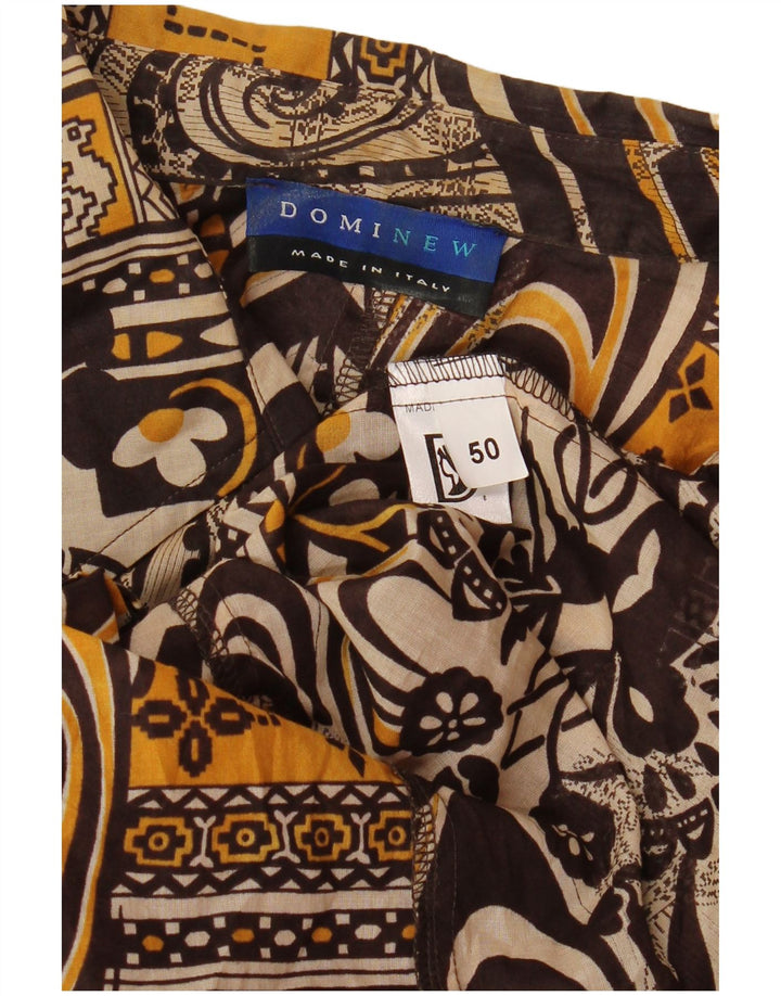 DOMINEW Womens 3/4 Sleeve Shirt Blouse IT 50 XL Brown Floral Cotton