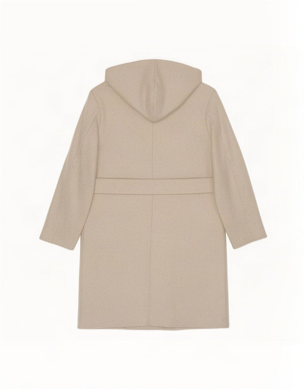 Zara Womens Hooded Oversized Double Breasted Coat UK 10 Small Beige