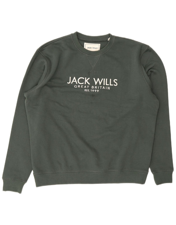 Jack Wills Mens Graphic Sweatshirt Jumper XL Khaki Cotton