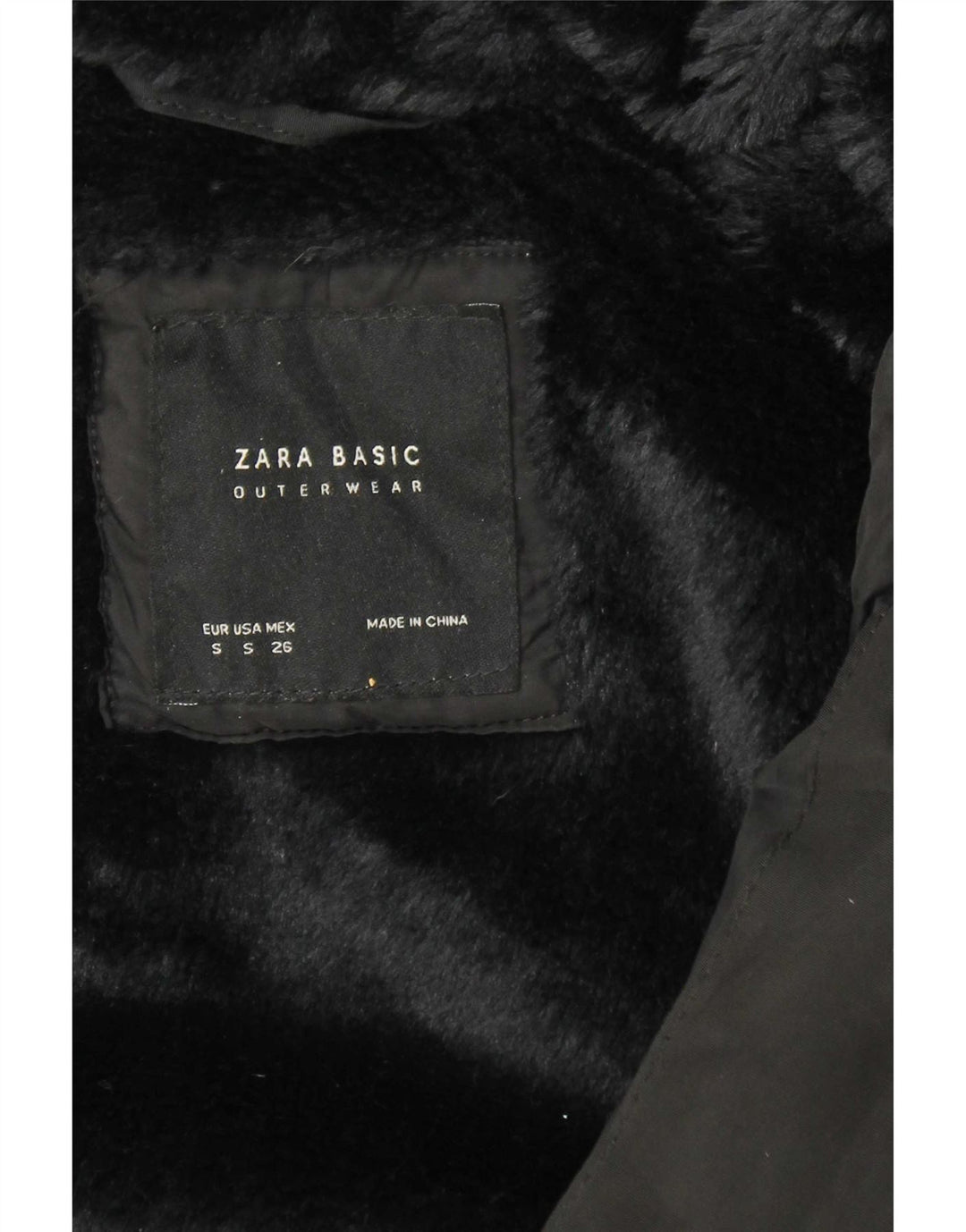 Zara Womens Hooded Padded Jacket UK 10 Small Black Polyester