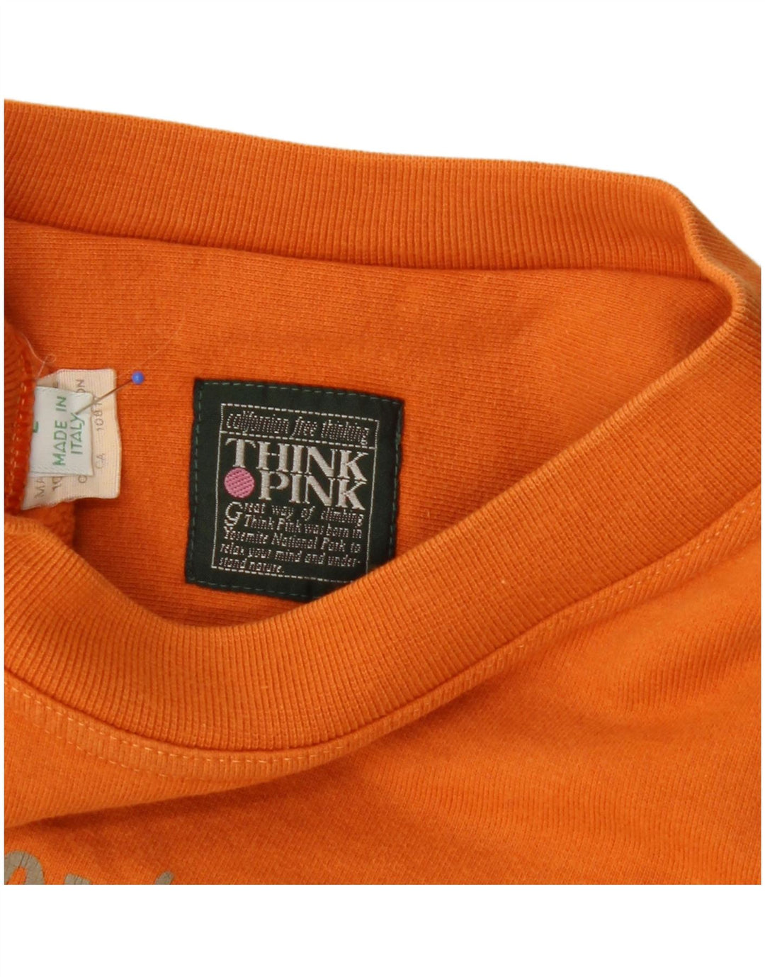 Think Pink Womens Oversized Graphic Sweatshirt Jumper UK 16 Large Orange