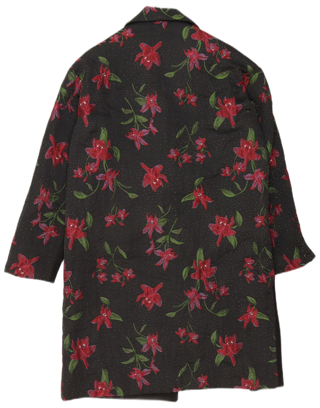 Gretha Milano Womens Oversized Overcoat IT 40 Small Black Floral Polyester