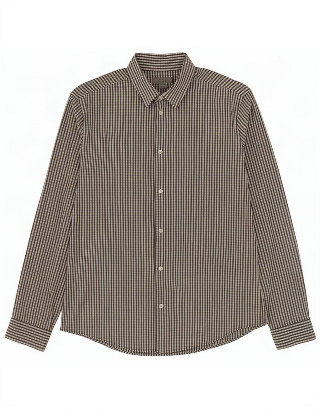 Cos Mens Shirt Size 39 Medium Grey Gingham Cotton