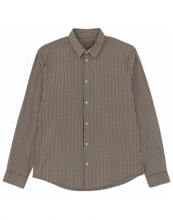 Cos Mens Shirt Size 39 Medium Grey Gingham Cotton
