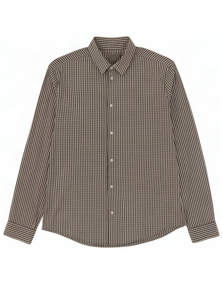 Cos Mens Shirt Size 39 Medium Grey Gingham Cotton