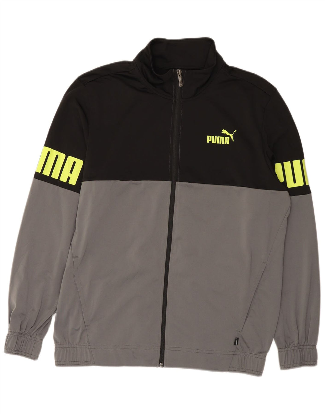 PUMA Mens Graphic Full Tracksuit Large Black Colourblock Polyester