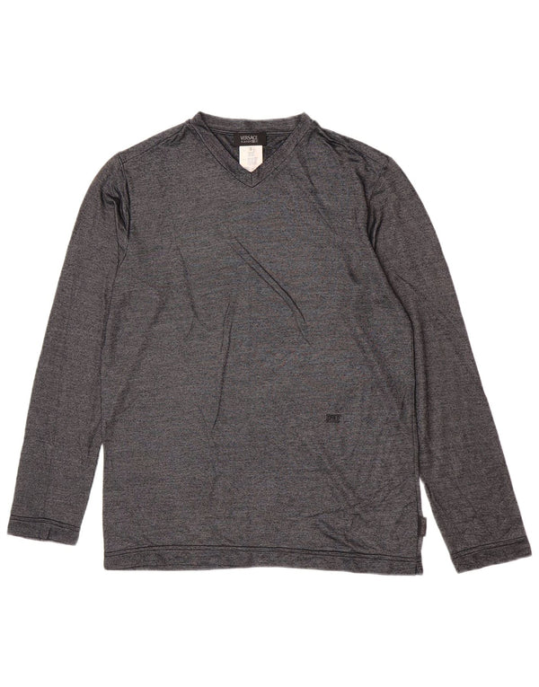 Versace Mens Top Long Sleeve Small Grey Flecked Viscose