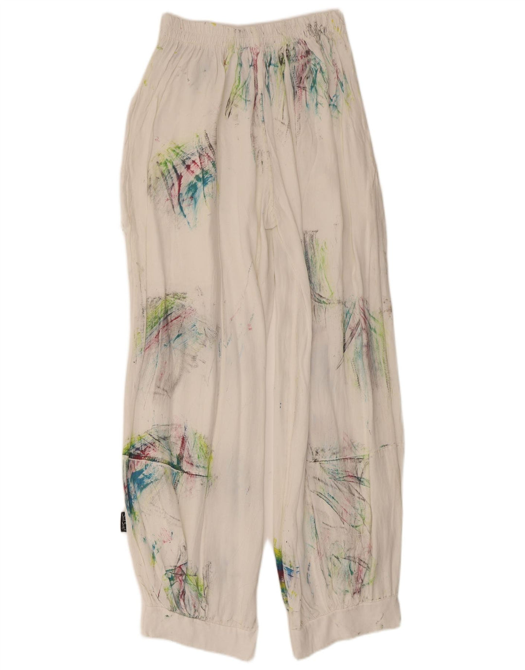 Vintage Womens Harem Trousers Medium W28 L29 White Tie Dye Viscose