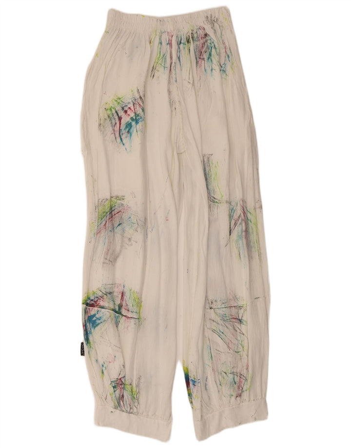 Vintage Womens Harem Trousers Medium W28 L29 White Tie Dye Viscose