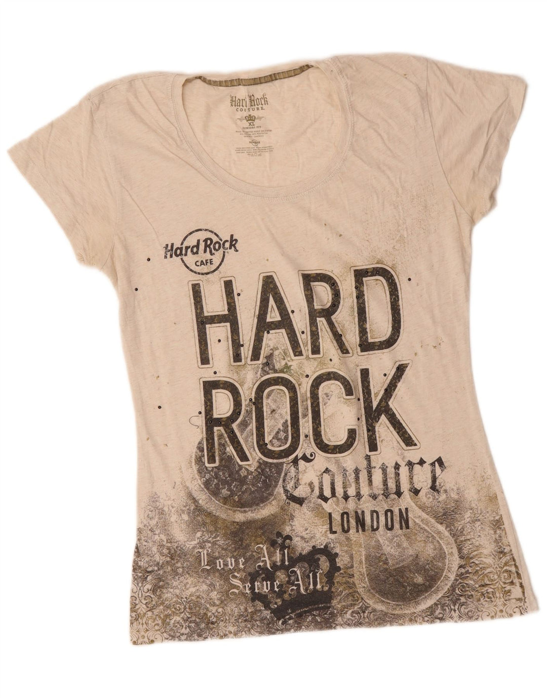 HARD ROCK CAFE Girls London Graphic T-Shirt Top 15-16 Years XL Off White