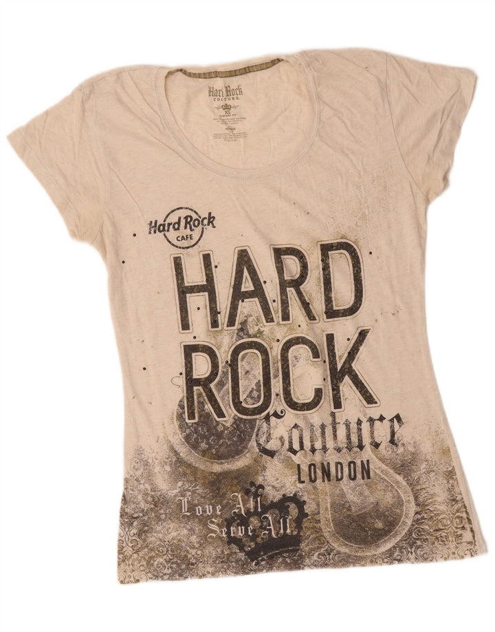 HARD ROCK CAFE Girls London Graphic T-Shirt Top 15-16 Years XL Off White