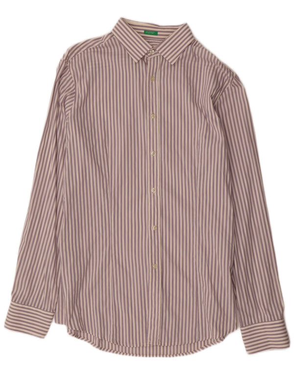BENETTON Mens Shirt 2XL Purple Striped Cotton