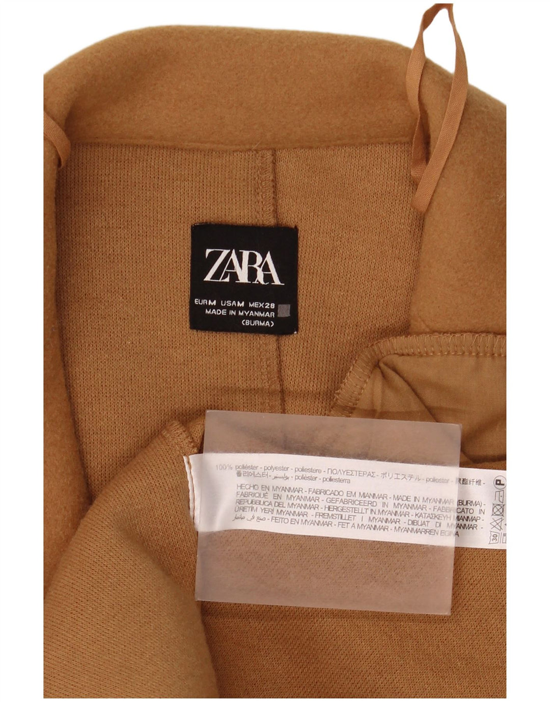 Zara Womens Open Overcoat UK 14 Medium Beige Polyester