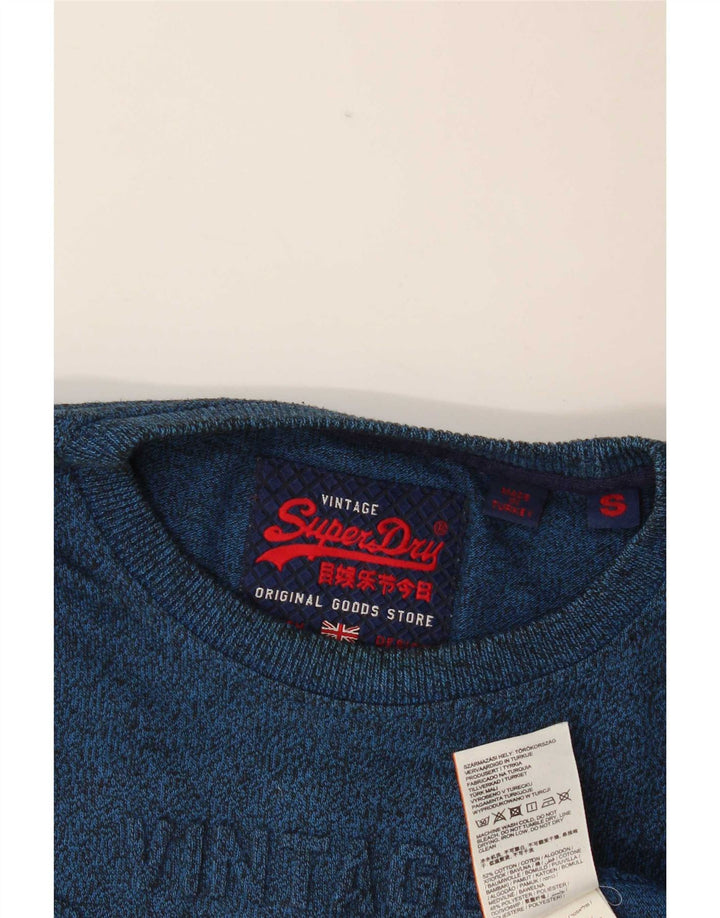Superdry Mens Graphic Top Long Sleeve Small Blue Flecked Cotton