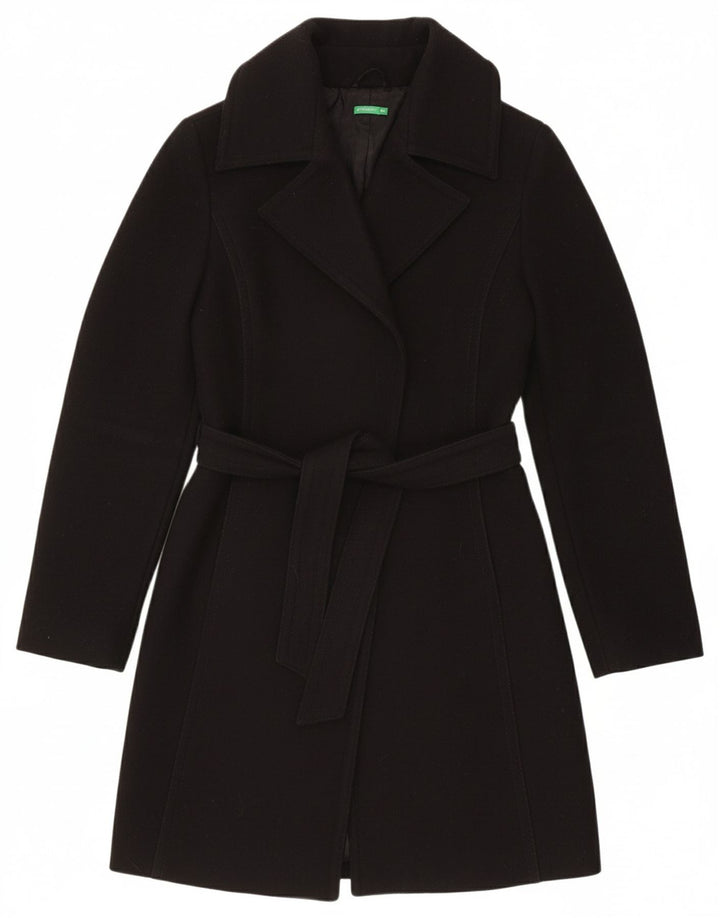 BENETTON Womens Overcoat IT 44 Medium Black Wool
