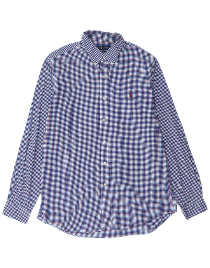 RALPH LAUREN Mens Classic Fit Shirt Large Blue Gingham Cotton
