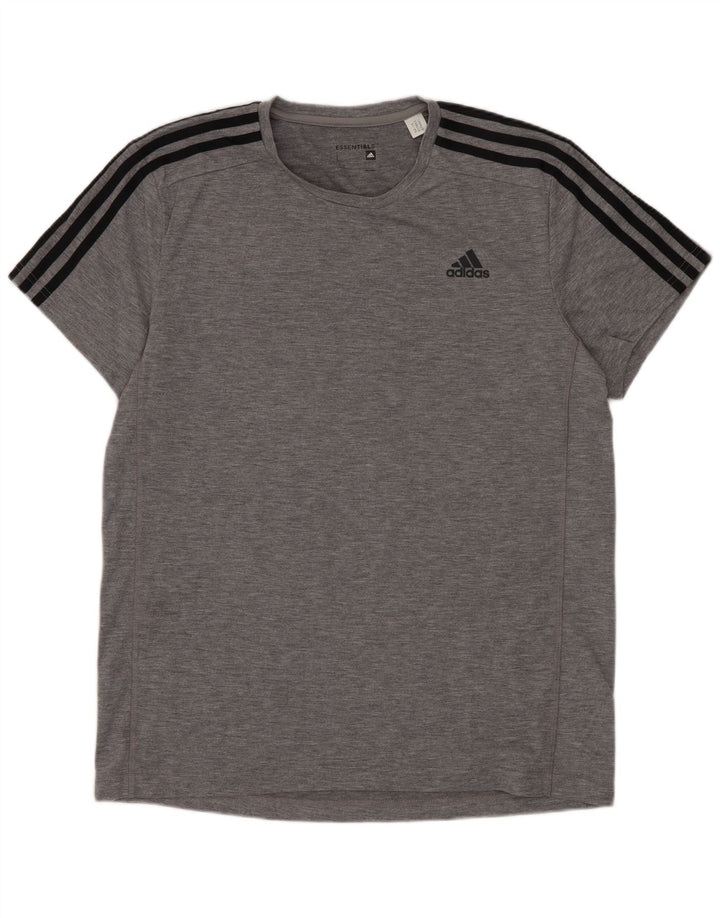 Adidas Mens Climalite T-Shirt Top Large Grey Cotton
