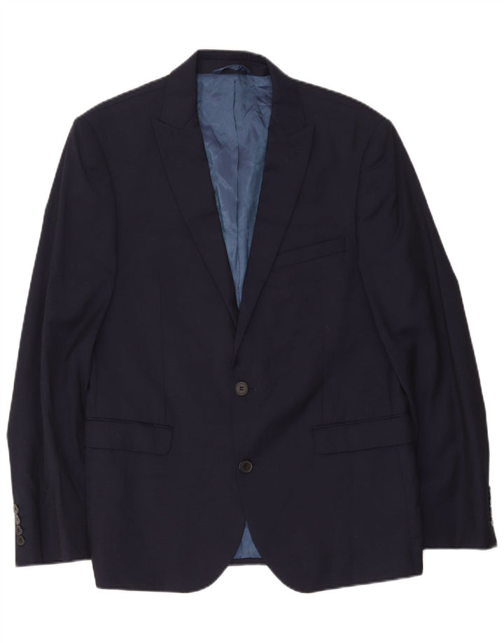 Dkny Mens 2 Button Blazer Jacket IT 52 XL Navy Blue Wool