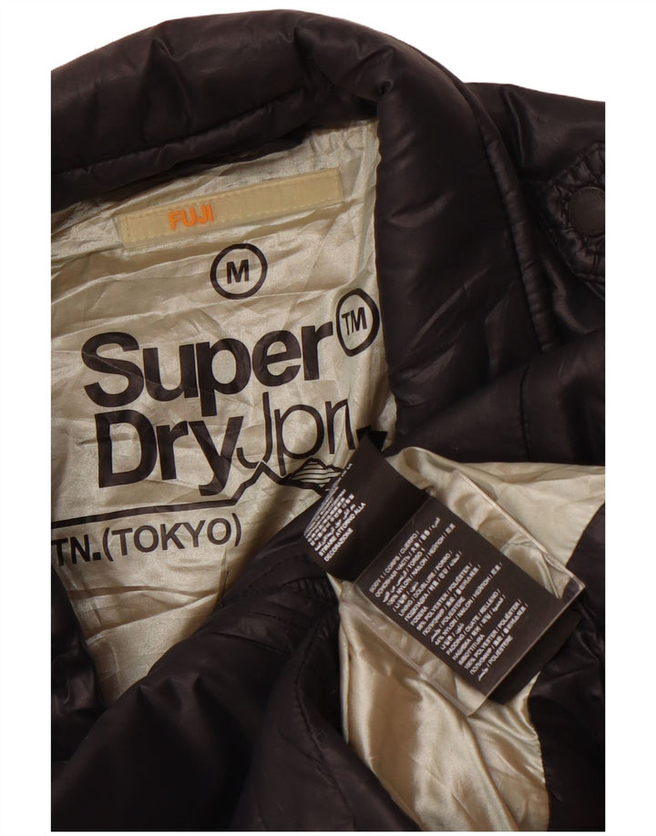 SUPERDRY Womens Crop Windbreaker Jacket UK 12 Medium Black Nylon