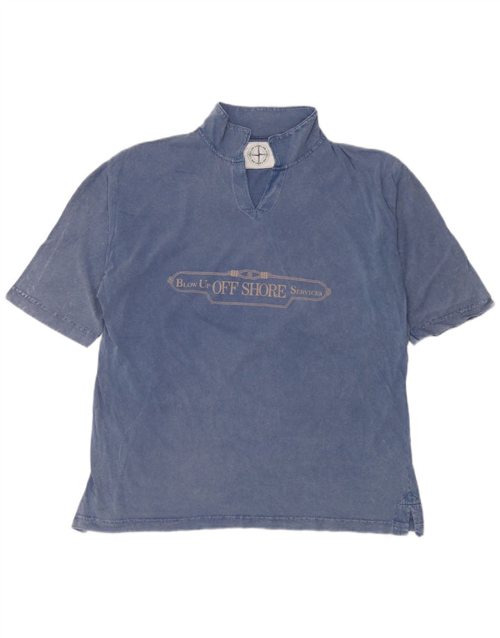 Vintage Mens Graphic T-Shirt Top Large Blue