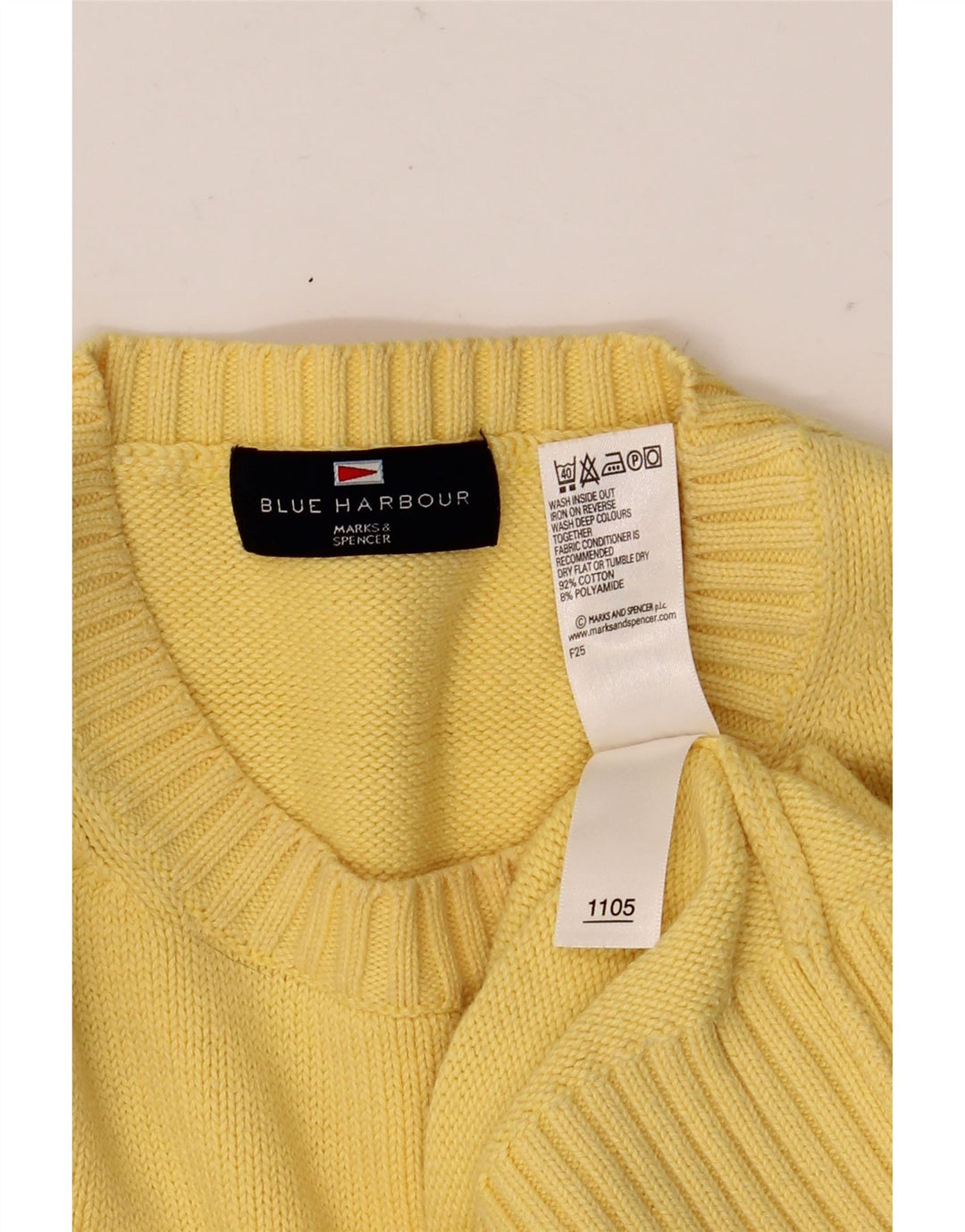 Marks & Spencer Mens Blue Harbour Crew Neck Jumper Sweater Medium Yellow