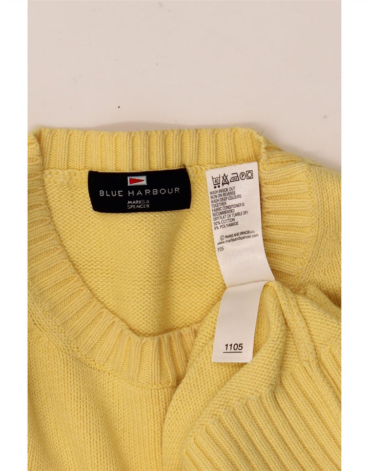 Marks & Spencer Mens Blue Harbour Crew Neck Jumper Sweater Medium Yellow