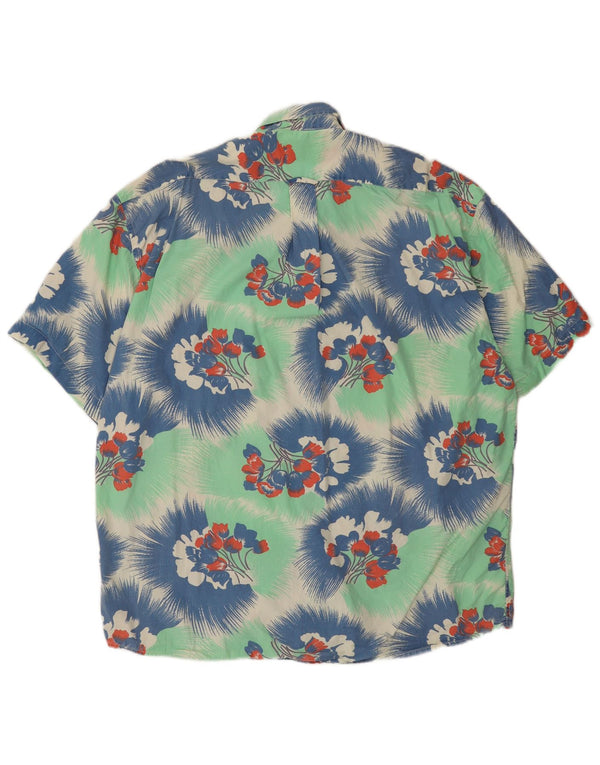 UNIFORM Mens Short Sleeve Shirt XL Green Floral Cotton
