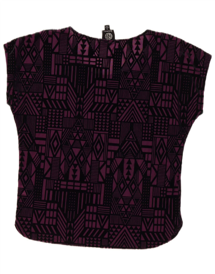 Bobedu Womens Blouse Top UK 10 Small Purple Geometric Polyester
