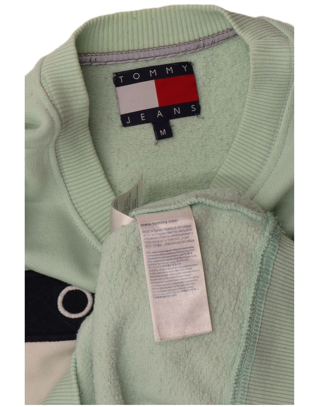 TOMMY HILFIGER Mens Graphic Sweatshirt Jumper Medium Green Cotton