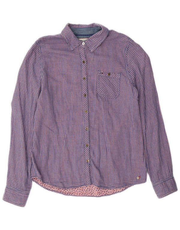 Tommy Hilfiger Womens Flannel Shirt UK 10 Small Blue Gingham Cotton