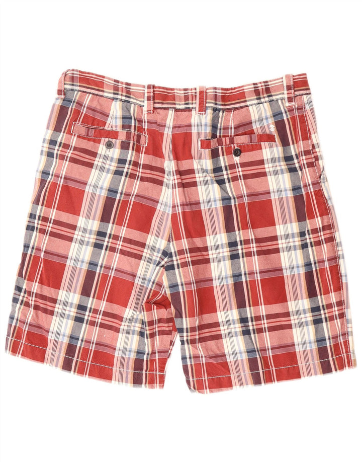 IZOD Mens Chino Shorts W38 XL Red Check Cotton