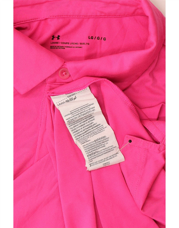 Under Armour Mens Polo Shirt Large Pink Polyester