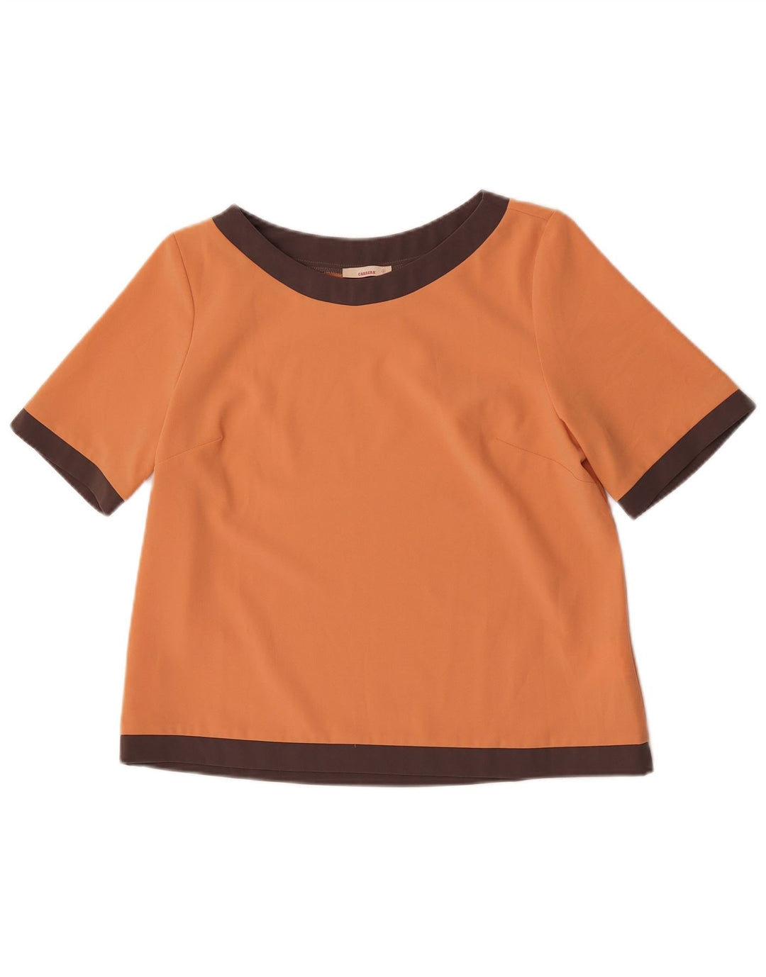 Carrera Womens Crop Blouse Top UK 10 Small Orange Colourblock Polyester