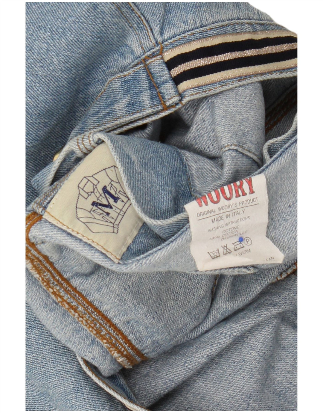 Vintage Womens Graphic Crop Denim Jacket UK 14 Medium Blue Cotton