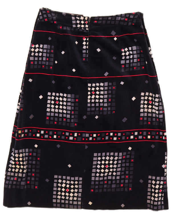 Vintage Womens High Waist A-Line Skirt IT 48 XL W30 Navy Blue Geometric