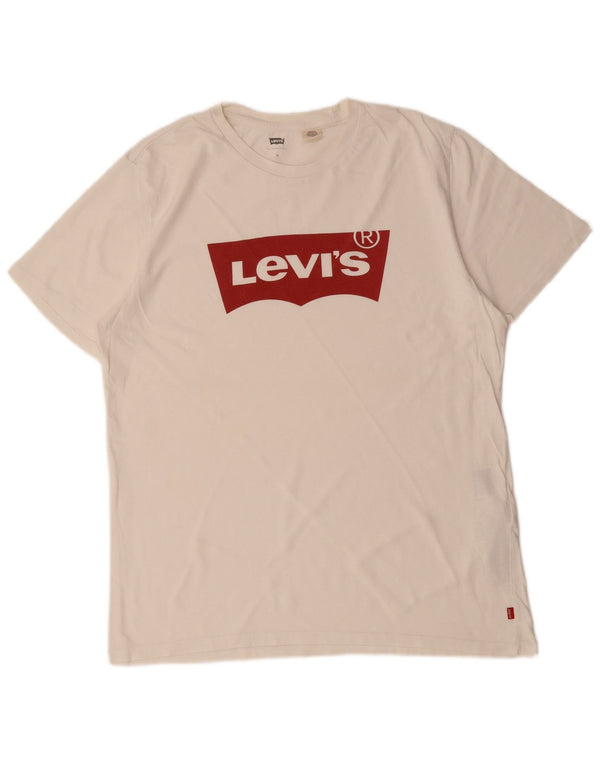 LEVI'S Mens Graphic T-Shirt Top Medium Off White Cotton