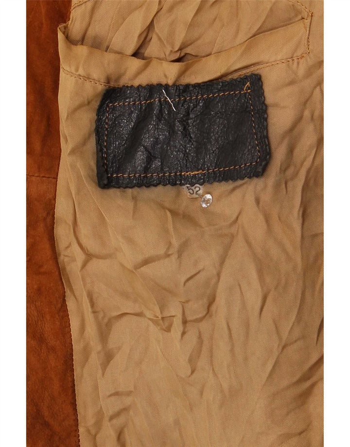 Vintage Mens Suede Bomber Jacket IT 52 XL Brown Colourblock