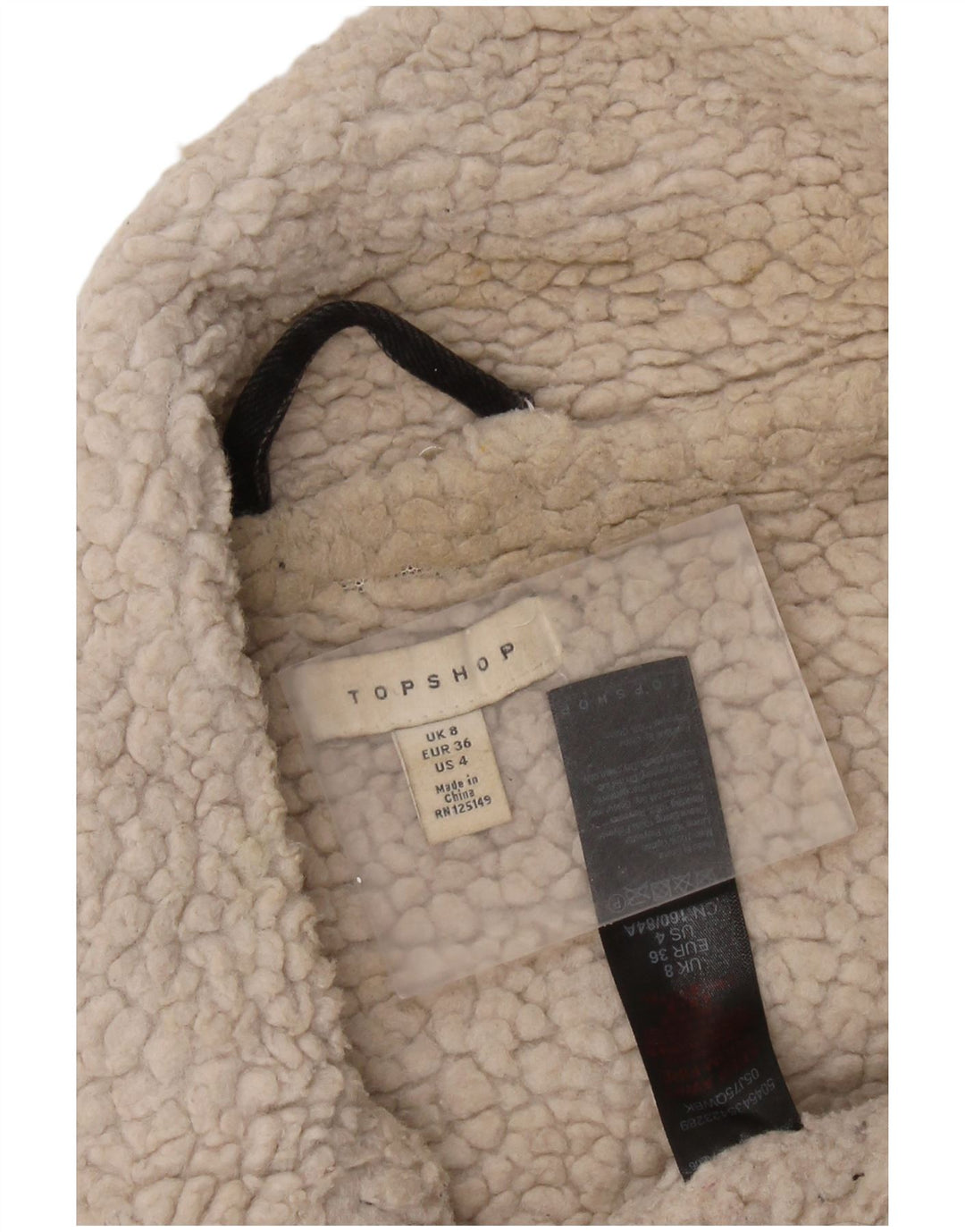 Topshop Womens Oversized Sherpa Denim Jacket UK 8 Small Black Classic