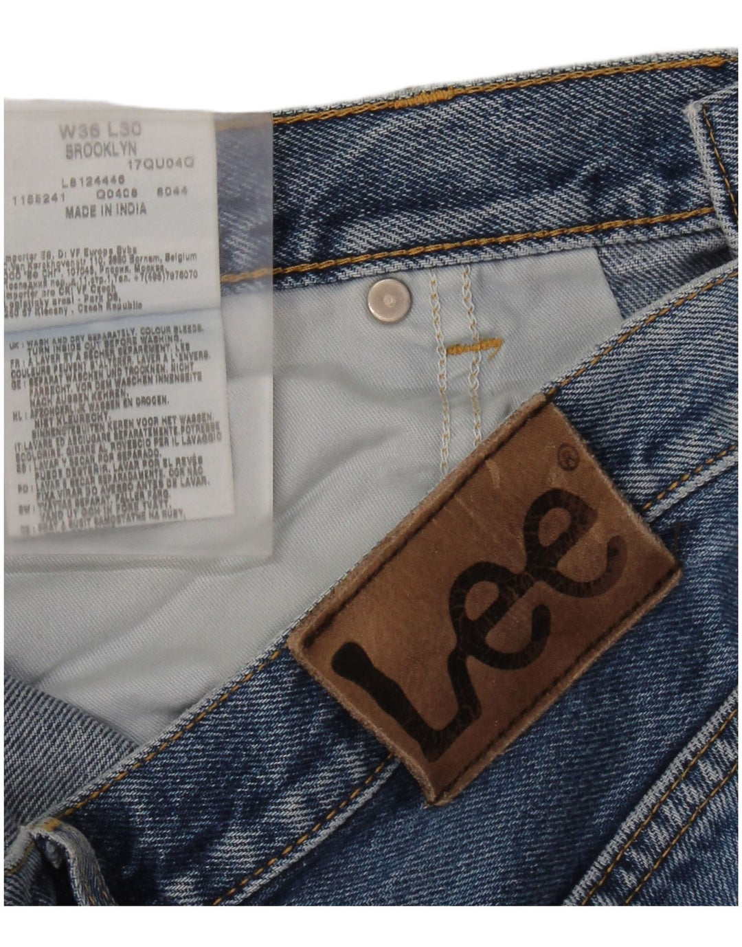 LEE Mens Brooklyn Straight Jeans W36 L30 Blue Cotton