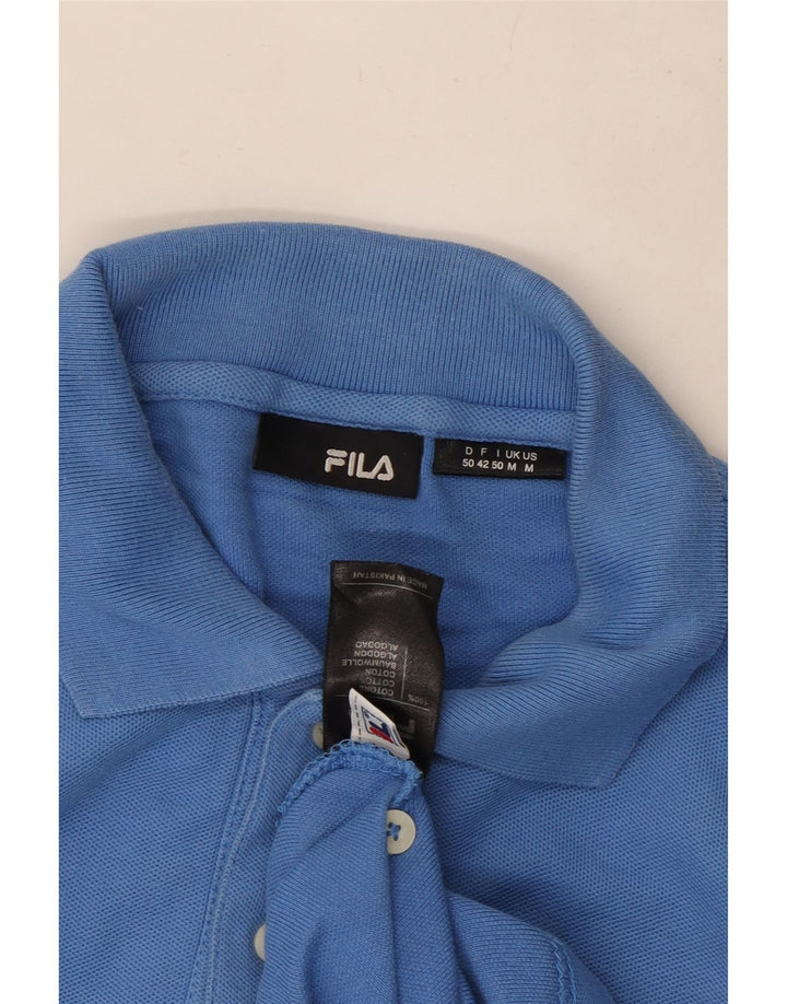 Fila Mens Long Sleeve Polo Shirt Medium Blue Cotton