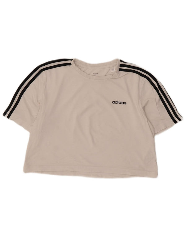 Adidas Womens Crop Oversized T-Shirt Top UK 8/10 Small White Cotton