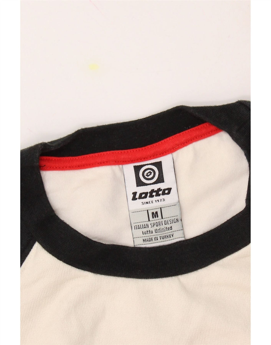 LOTTO Mens Graphic Sweatshirt Jumper Medium White Colourblock Cotton Vintage Lotto and Second-Hand Lotto from Messina Hembry 