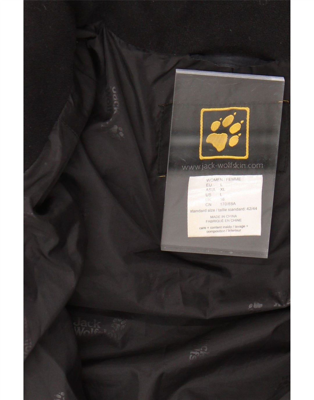 JACK WOLFSKIN Womens Hooded Padded Coat UK 16 Large Black Polyester